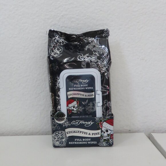 (#107) ED HARDY Eucalyptus & Pine Cleansing Full Body Refreshing 60 Wipes - Picture 1 of 4